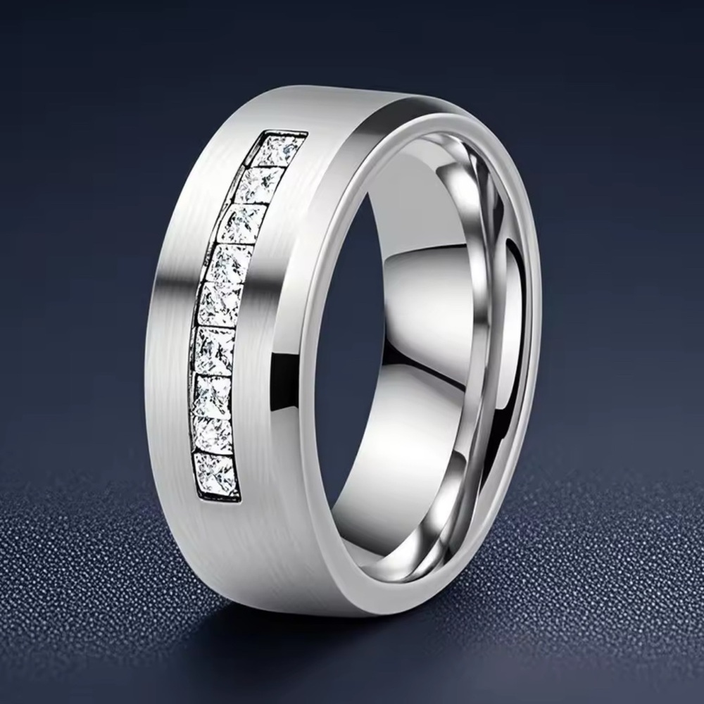 NWT-Men’s CZ Princess Cut Wedding Band